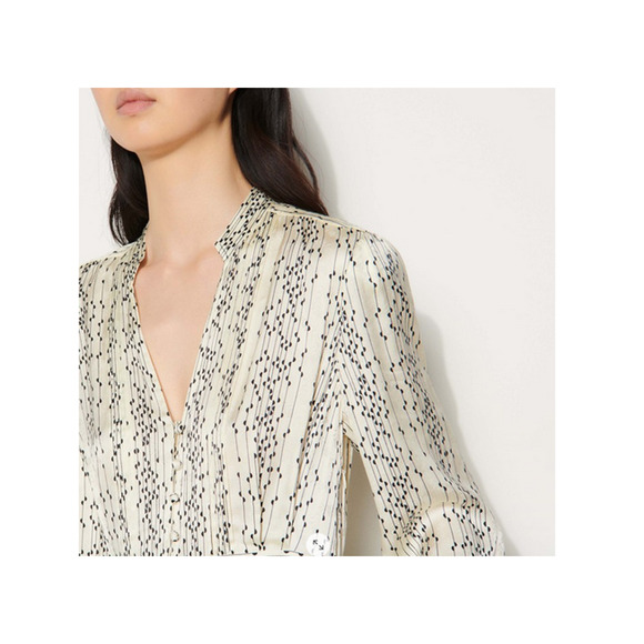 Sandro Print Long Sleeve Dress Cream Size 40 (8 US) - Picture 3 of 3